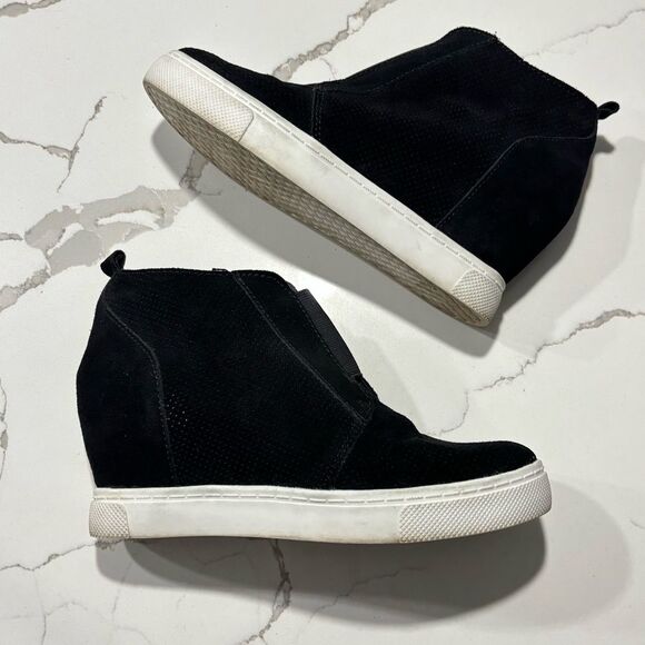 Steve Madden | Women’s Wavery Black Suede Wedge Sneakers Chic High Top Size 7 - Picture 5 of 10